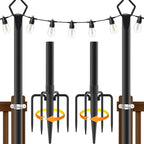 2-Pack Metal String Light Poles, 10ft Patio Stands