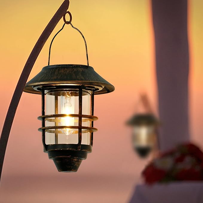 Backyard Solar Hanging Lanterns 2-Pack, Elegant Yard Decor