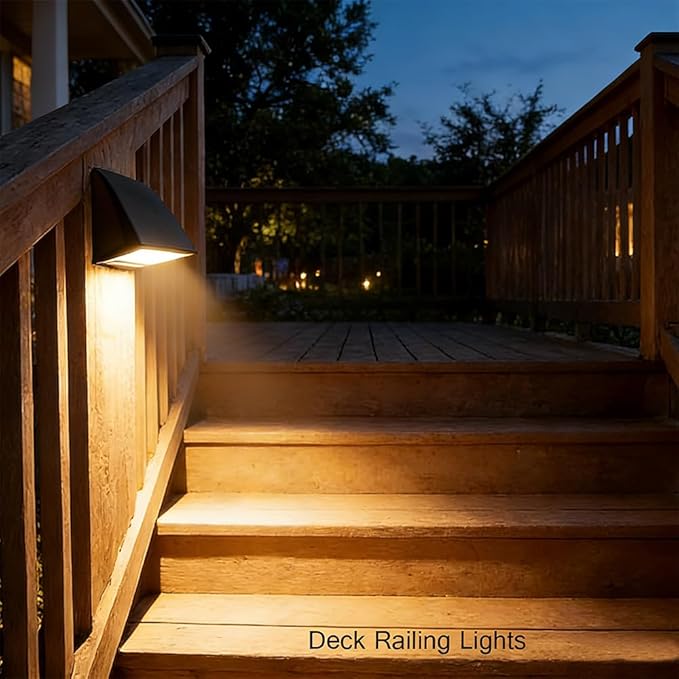 Arrownine Landscape Lighting Low Voltage Deck Lights 5W 12-24V,Outdoor Waterproof Fence Post Lights for Patio Stairs Yard Railings Wall Light Warm White Black Color 2 Packs