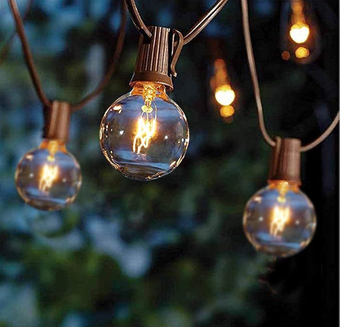 25ft Brown String Lights for Patio, Waterproof LED
