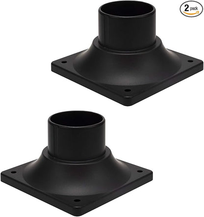 LIT-PaTH Outdoor Post Light Mounting Base, Pier Mount Base, 2-Pack, Black
