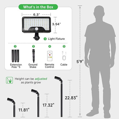 Solar Motion Sensor Lights Outdoor Pathway, Warm & Daylight 3000k/5000k/7000k Path Light IP65 Waterproof, 3 Modes Black Walkway Lighting with Remote Control for Driveway Garden (8 Pack)