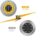 8-Pack Solar Ground Disk Lights, Warm White Waterproof LED