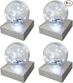 White Solar Fence Post Caps 4-Pack, Patio LED