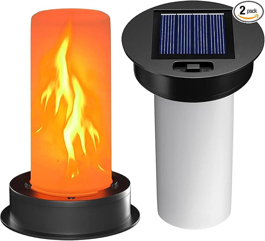 2 Pack Solar Light Replacement Top with Flickering Flame, Waterproof Solar Light Parts for Hot Air Balloon Lanterns (Fits 2.87 to 3.35 Inch Openings) Replacement Kit for Outdoor Decor Garden Patio