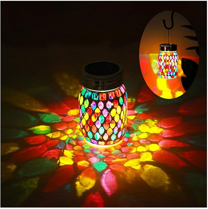 Elegant Mosaic Solar Lanterns for Yard, Waterproof LED