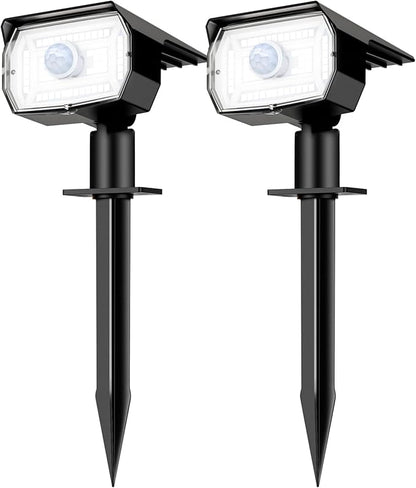 nipify Solar Spot Lights Outdoor Motion Sensor with 3 Modes, Solar Spotlights Outdoor Waterproof 2-in-1 Auto On/Off Landscape Lighting for Outside Yard Wall Garden Pathway, Cool White