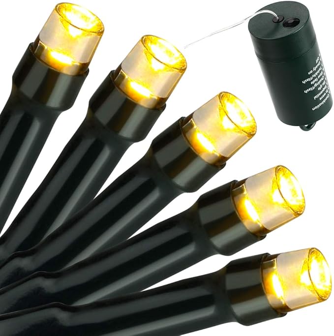 Joomer Battery Christmas Lights, 66ft 200LED Fairy Lights Battery Operated Timer 8 Modes Waterproof for Outdoor Home Garden Party Holiday Christmas Trees Decoration (Warm White)