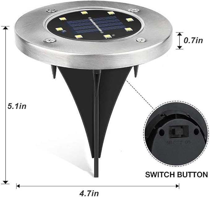 16-Pack Warm White In-Ground Solar Lights, Flat LED Landscape