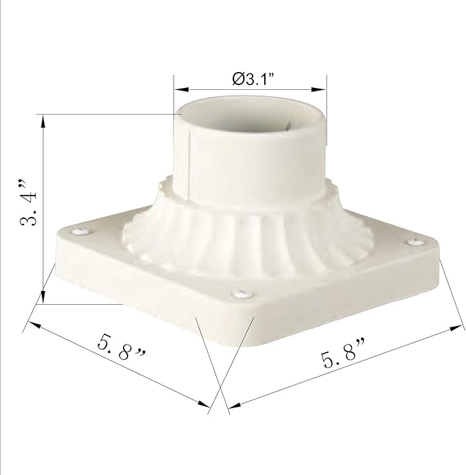 LIT-PaTH Outdoor Post Light Mounting Base, Pier Mount Base with White Finish, 2-Pack