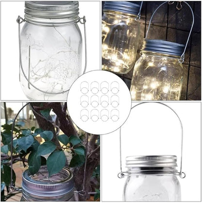 Solar Mason Jar Lamp Hangers - 12 Pack Outdoor Solar Powered Jar Light Holders with Handle for Hanging Bottles Creative Wall Mounted Lanterns for Garden Patio Lawn Balcony Decor