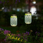 Mosaic Solar Lantern Set 4-Pack, Rustic Garden Lighting