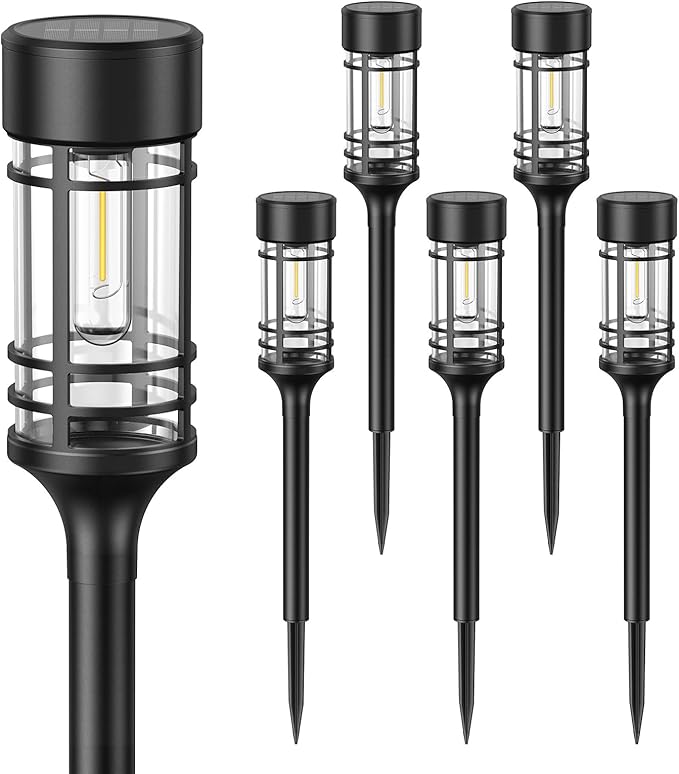 LETMY Solar Pathway Lights Outdoor, 2 Pack Solar Lights Outdoor Waterproof IP65, Bright Solar Garden Lights Outdoor, Auto On/Off Outdoor Solar Lights for Yard Walkway Driveway Landscape Garden Decor