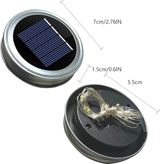 Solar Lights Replacement Top Parts for Outdoor Solar Watering Can Hanging Lanterns with 90 LED String Lithgs Detachable Connector (Warm White ) (2PCS for Mason Jar)