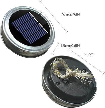 Solar Lights Replacement Top Parts for Outdoor Solar Watering Can Hanging Lanterns with 90 LED String Lithgs Detachable Connector (Warm White ) (2PCS for Mason Jar)