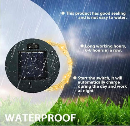 Solar-Replacement Top Lantern Waterproof String - 2 Packs Round Panels Copper Wire Accessories for Garden Watering Can Lights Outdoor Handling Lantern DIY Patio Housewarming Decorations (Cold/Warm)