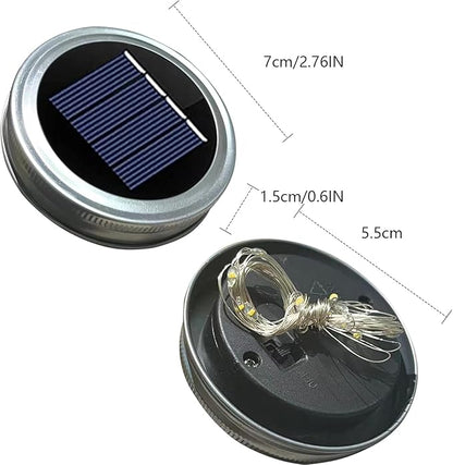 Solar Lights Replacement Top Parts for Outdoor Solar Watering Can Hanging Lanterns with 90 LED String Lithgs Detachable Connector (Warm White ) (4PCS for Mason Jar)