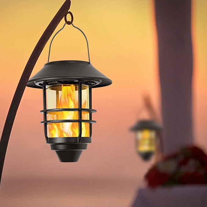 Hanging Solar Lantern Set 2-Pack, Elegant Patio Lighting