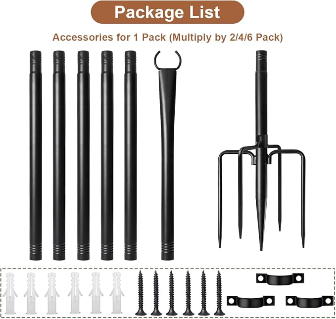 2 Pack Heavy-Duty String Light Poles for Outside with Fork, Adjustable Lighting Hanging Post Accessories for Patio Furniture Set Patio Decor Outdoor Decor Backyard Yard Pergola Garden Decorations
