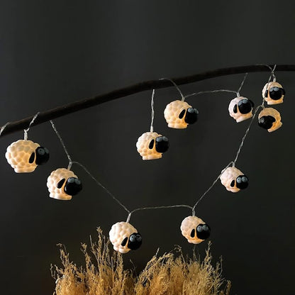 Cute Painted Sheep Night Light LED Sheep Ornaments String Lights Black Sheep Fairy Light Battery Powered Indoor Outdoor Party Decor Night Light (20LED, Black Sheep)