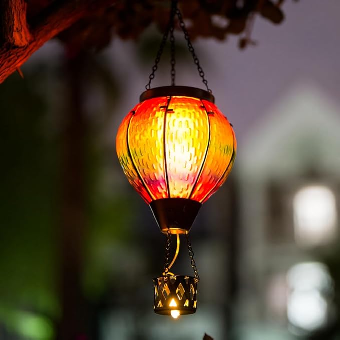 Backyard Solar Patio Lanterns, Elegant Waterproof LED
