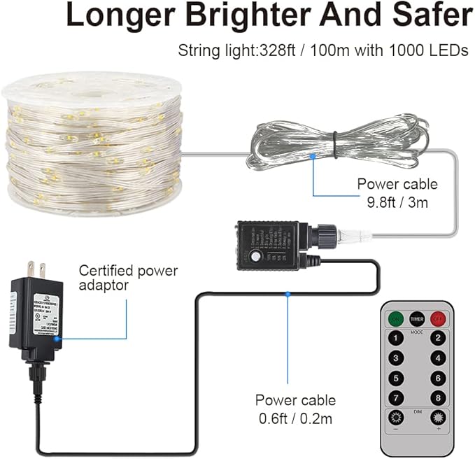 328ft LED Patio String Lights, Waterproof Outdoor