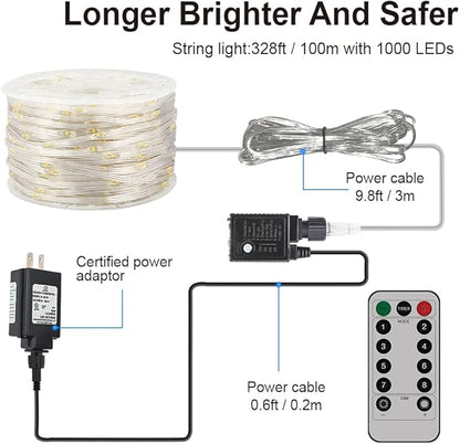 328ft LED Patio String Lights, Waterproof Outdoor