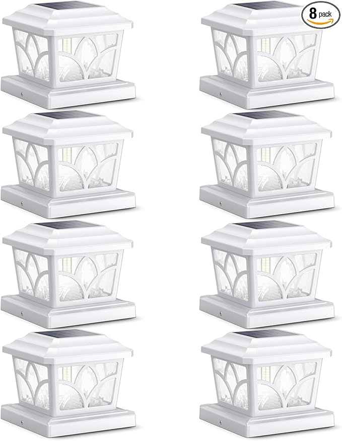 8-Pack Solar Post Cap Lights for Yard, LED