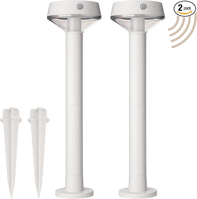 White Solar Path Lights, Outdoor Yard LED