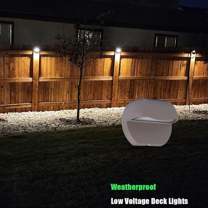 Outdoor Deck Lights LED Landscape Lighting Low Voltage 12V AC/DC Cast Aluminum Patio Post Step Lights Fence Retaining Wall Mounting Light Warm White Textured Bronze Finish Pack of 2
