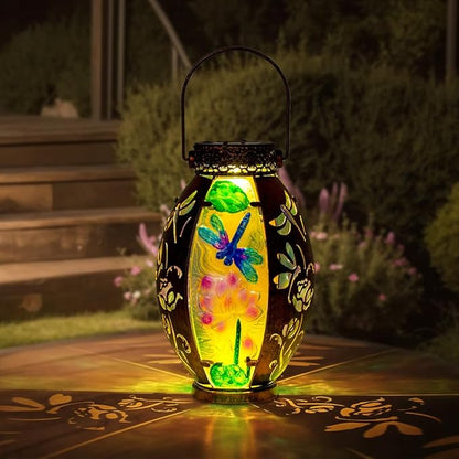 STARSOUL Solar Lantern Outdoor Waterproof, Hanging Solar Lantern for Patio Garden Yard Decor, Dragonfly Garden Decor, Dragonfly Gift for Women
