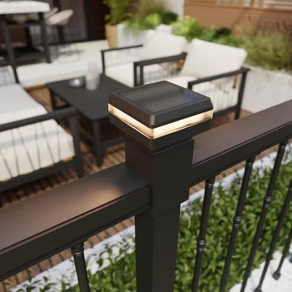 4 Pack Solar Post Cap Lights for 2x2 inch Aluminum, Wrought Iron, and Garden/Pool Fences, Warm White, Cool White, and Selectable RGB Colors with Built-in Color-Changing Holiday/Party Mode!