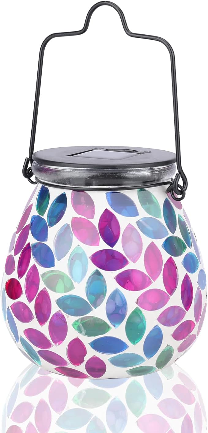 Mosaic Solar Lantern Set, Charming Porch Lighting