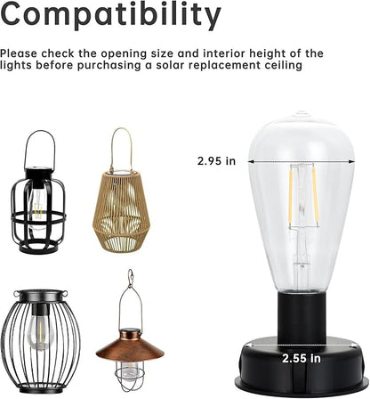 ELUTENG 4 Pack Solar Hanging Lights - Replacement Top with Bulb (2.75 Inch) - Waterproof Solar Lantern Accessories for DIY Outdoor Lanterns