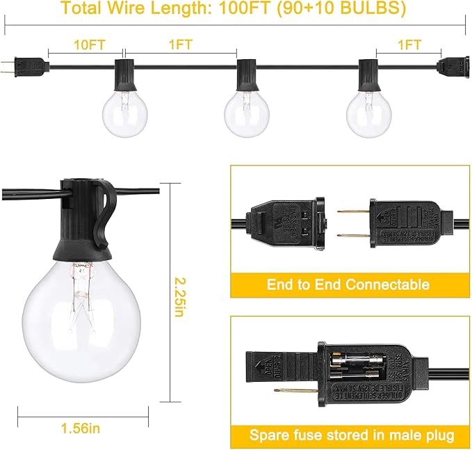 Christmas String Lights, 100ft Waterproof Twinkle Lights