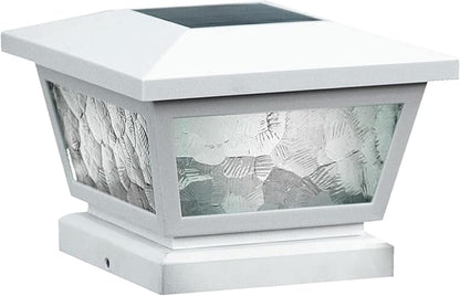 Classy Caps Fairmont Solar Post Cap, FS100W, White - High Performance, Energy Efficient, Weather-Resistant, Durable, Easy Installation, Adapters for 5"x5", 4"" x4, 3.5"x3.5" Posts, Wall/Post Mount
