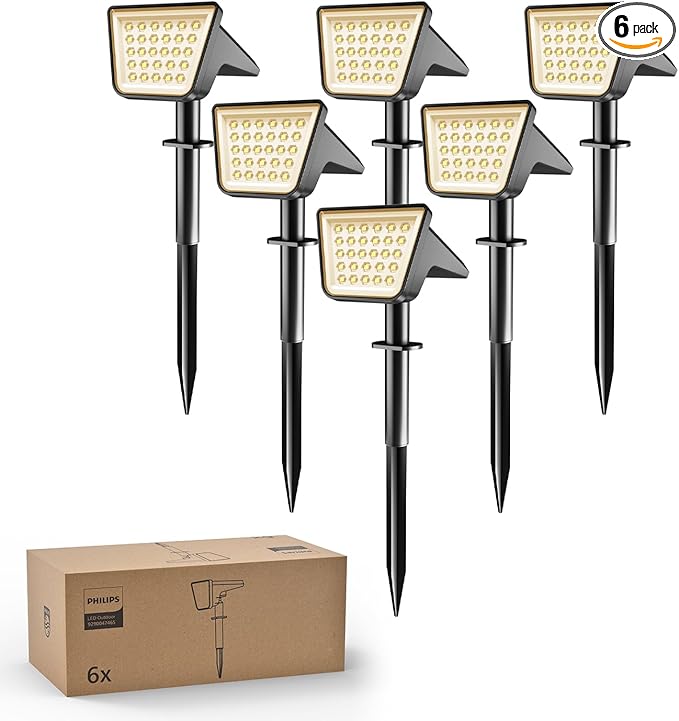 Solar Landscape Spotlights 6-Pack, LED