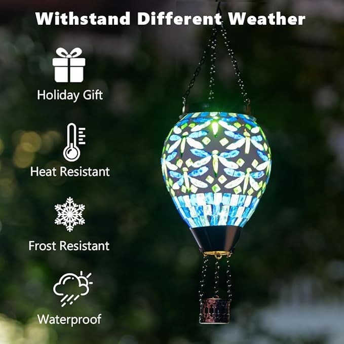 Solar Dragonfly Lanterns, Patio Hanging LED Decor