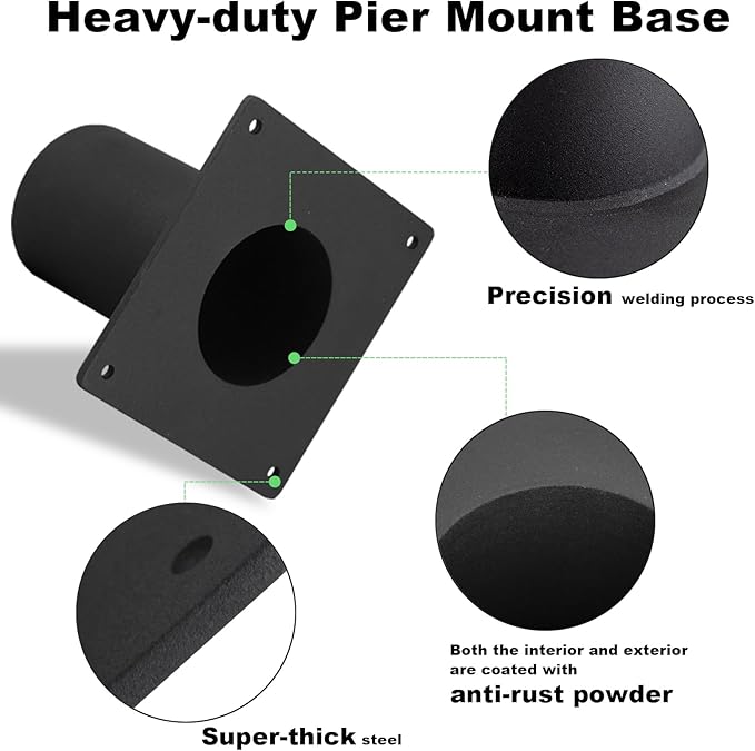 3 Inch Pier Mount Base,Heavy Duty Pier Mount Adapter for 3" Post Light Fixtures, Mounting Hardware Included