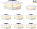 Solar Post Cap Lights 8-Pack, Waterproof LED