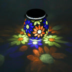 Mosaic Solar Lantern Set, Metal Yard Lighting