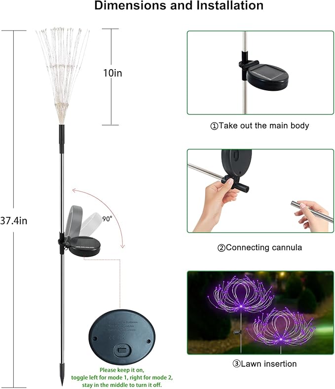 Solar Yard Path Lights 2-Pack, Waterproof