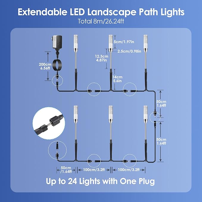 6-Pack Solar Pathway Lights, IP65 Waterproof LED Walkway Lights