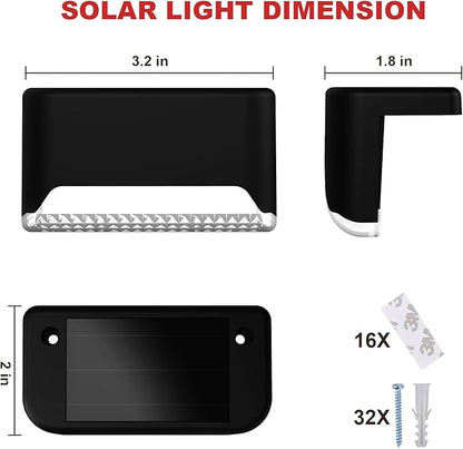 pearlstar 16 Pack Color Changing Solar Deck Lights,Solar Pool Side Lights,Waterproof LED Light for Outdoor Decks, Railing,Stairs, Steps, Fence, Yard, and Patio Christmas Decoration Lamp（Black）