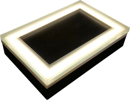 LUMENGY Solar Paver Light 6x9 inch (5.82x8.85), Stainless Steel with Tempered Glass, 2700K Warm White Glare-Free Lighting for Driveways, Walkways and Patios, IP67 Waterproof, Drive-Over Rated