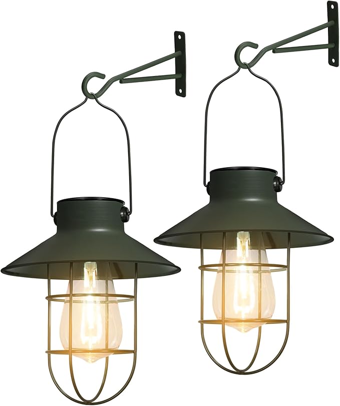 2-Pack Hanging Solar Yard Lanterns, Elegant Waterproof LED