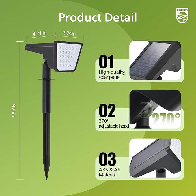 4-Pack 28 LED Solar Garden Spotlights, Waterproof