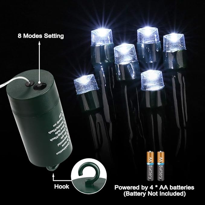 200 LED Christmas Twinkle Lights, 72ft Waterproof for Yard