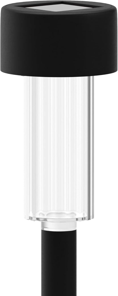 Flash Furniture Hartford 12 Pack LED Solar Lights - All-Weather Black Outdoor Solar Powered Lights - Landscape Lighting for Pathway, Garden, & Yard
