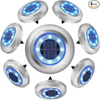 8-Pack Blue Flat Solar Walkway Lights, Waterproof LED
